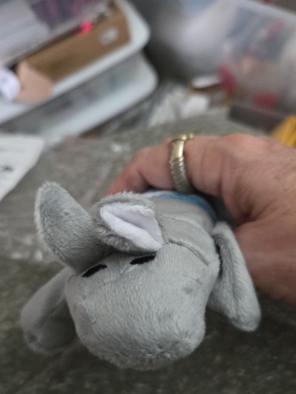 Gray dog toy